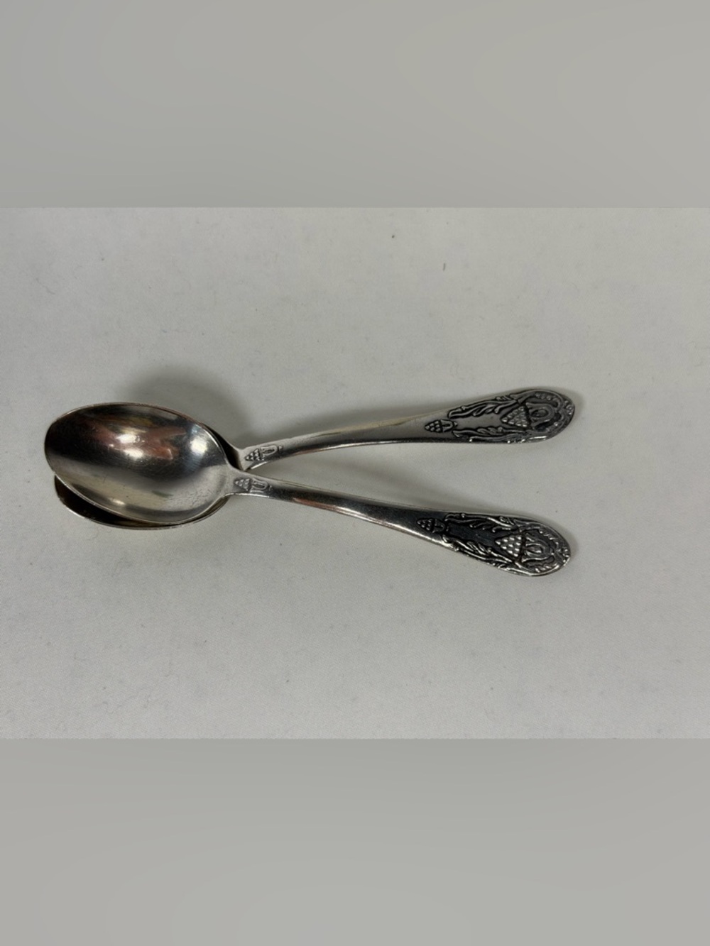 Vintage Soviet 875 Silver Spoon Set ✧ Ornate Grape Motif ✧ USSR Hallmarked